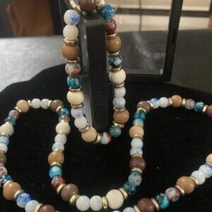 Colorful Beaded Necklace and Bracelet Set